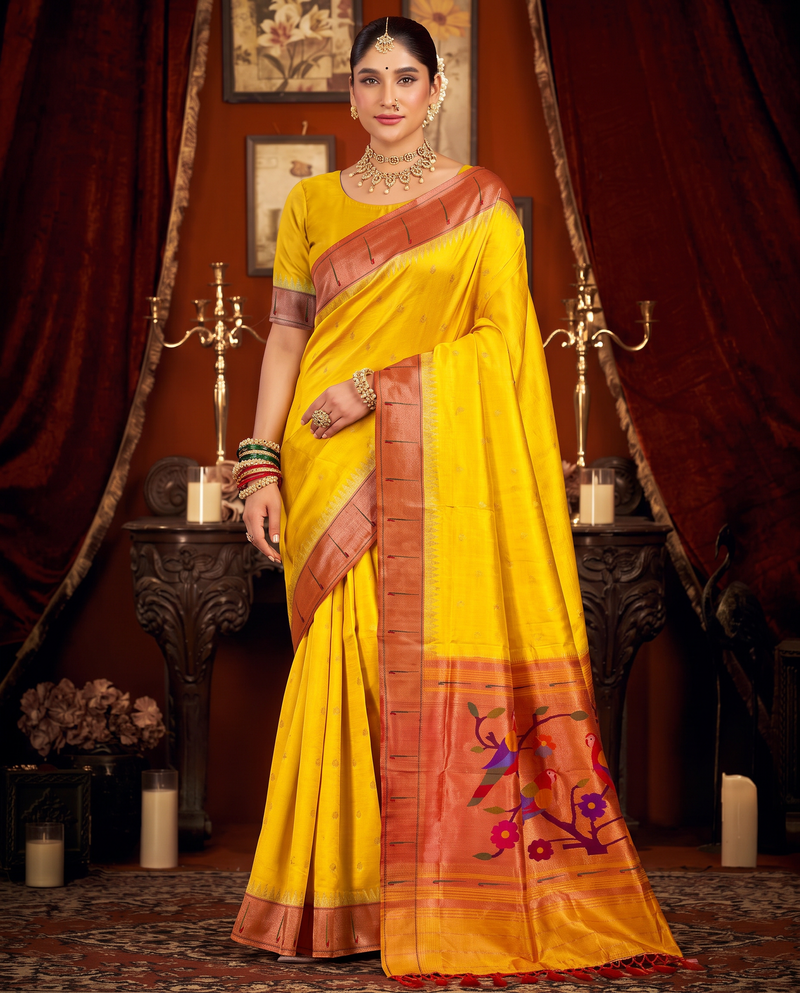 Paithani - Yellow And Red