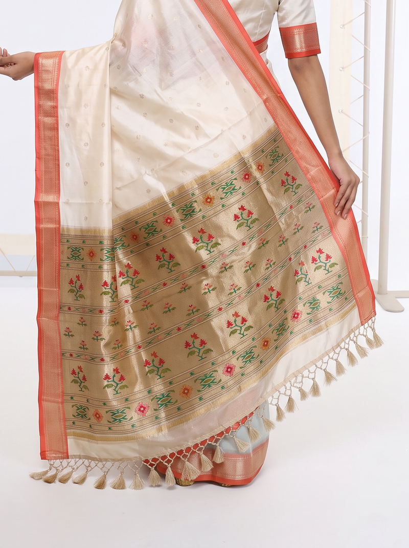 Paithani - White With Cream