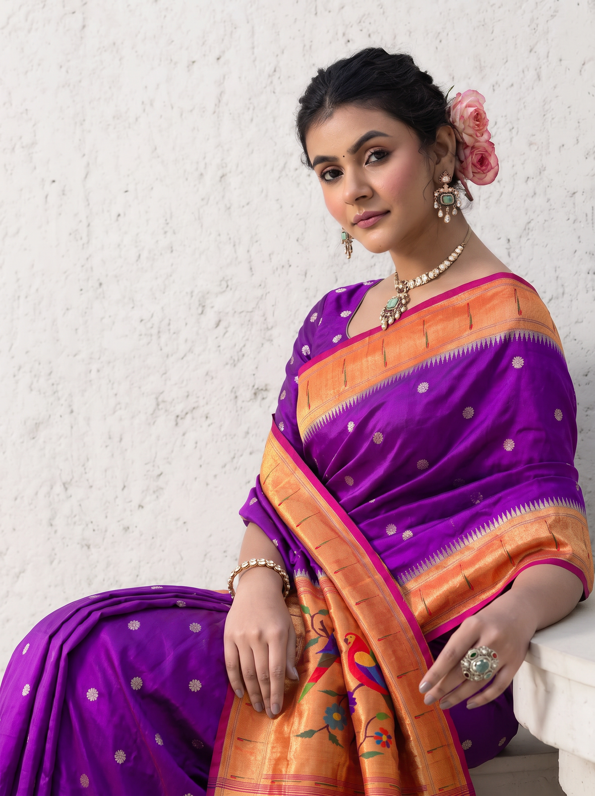 Paithani - Purple and Red Gold