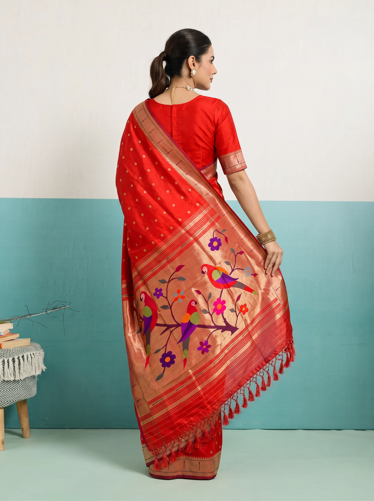 Paithani - Red and Gold