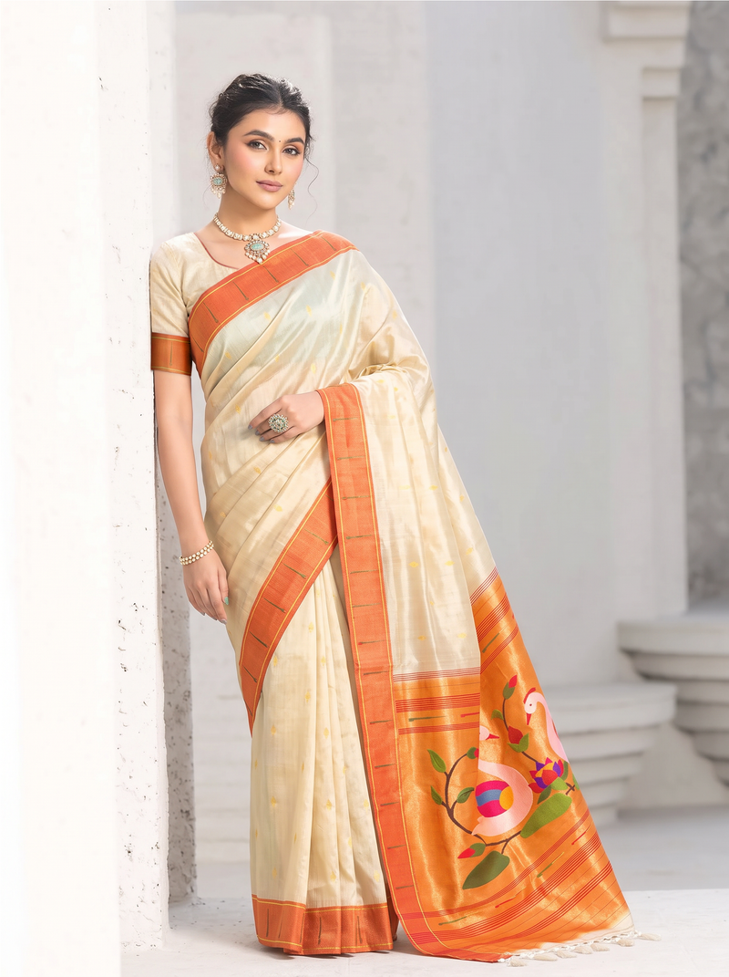 Paithani - Cream and Gold