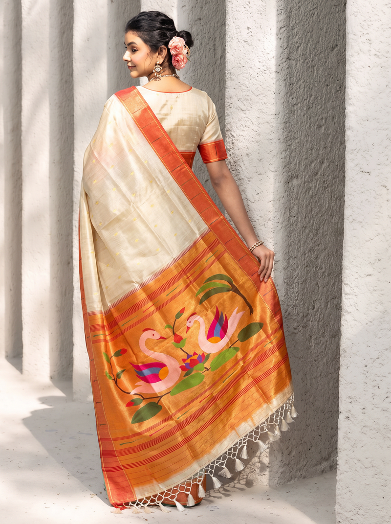 Paithani - Cream and Gold