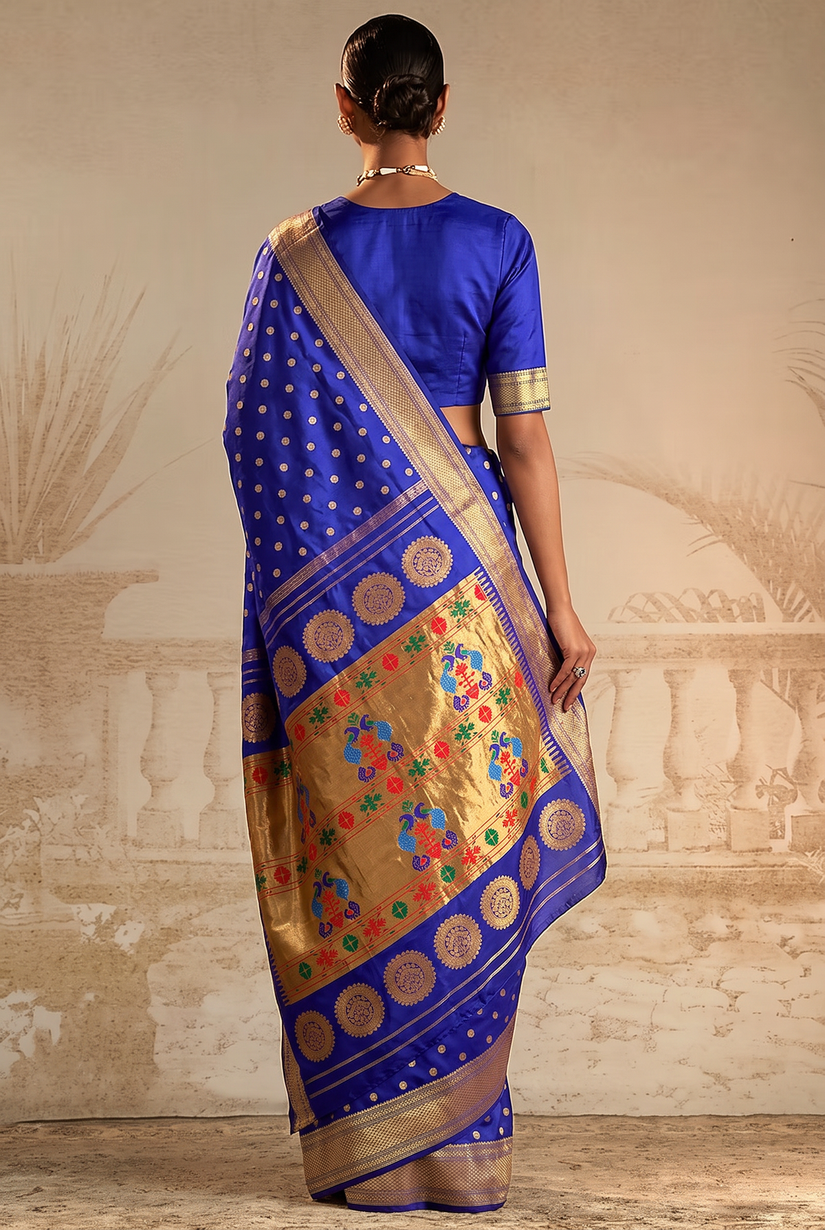 Paithani - Blue and Gold