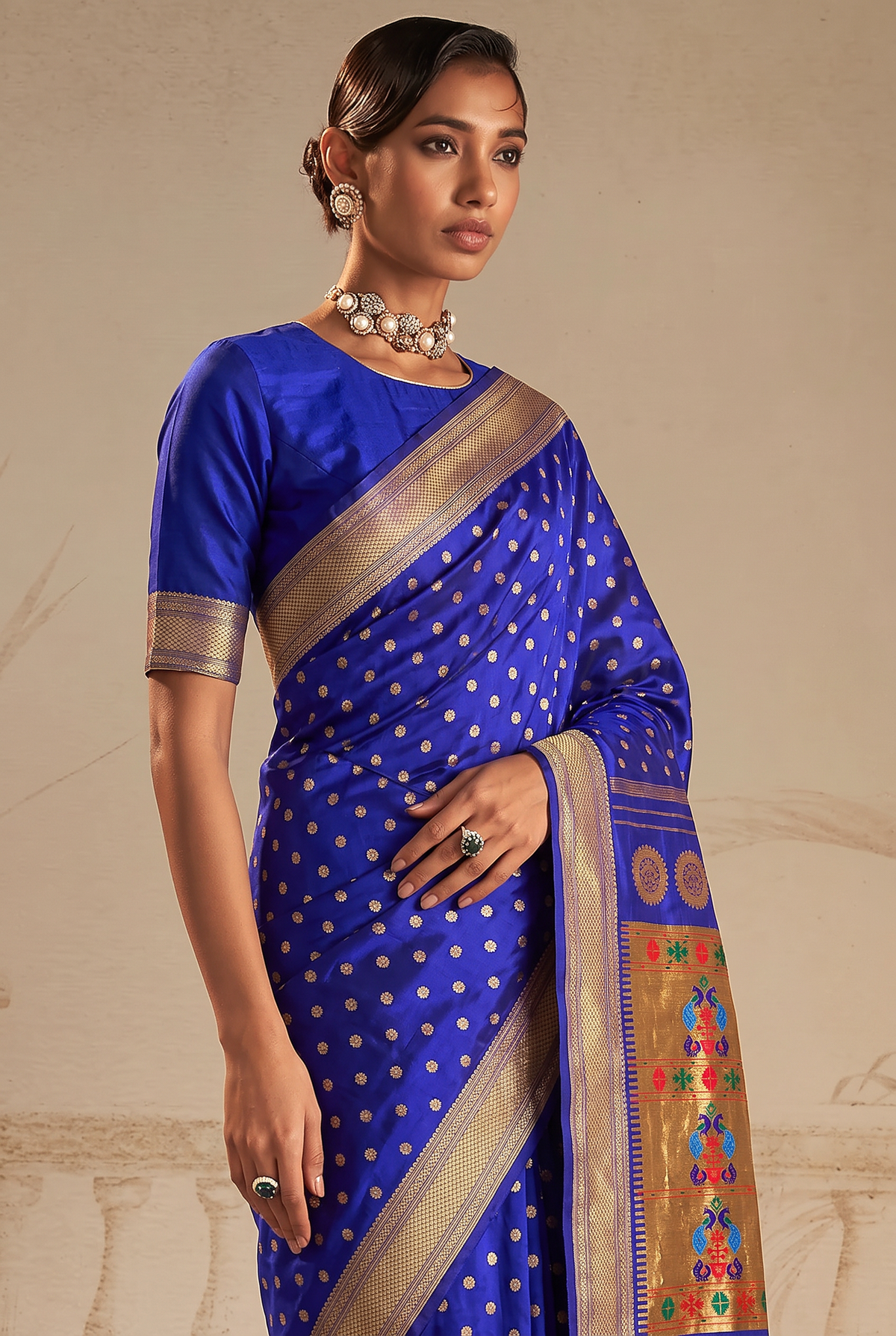 Paithani - Blue and Gold