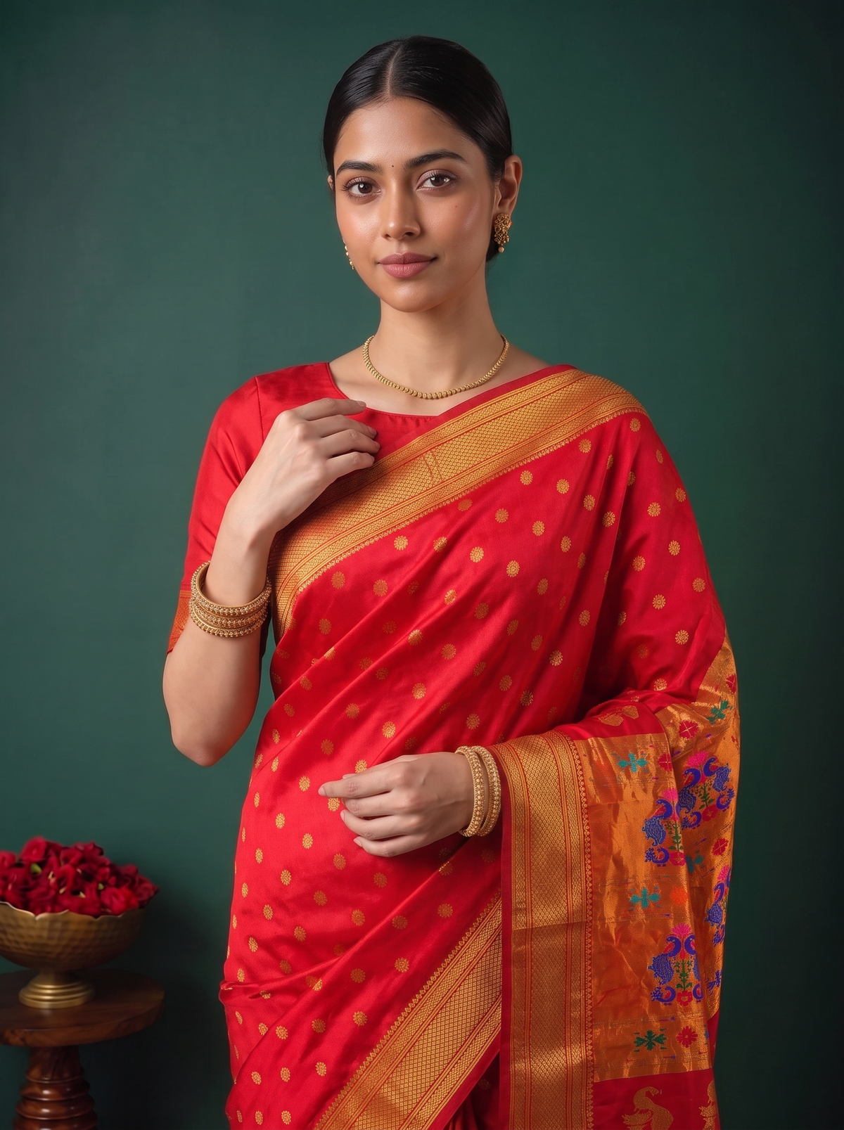 Paithani - Red and Gold