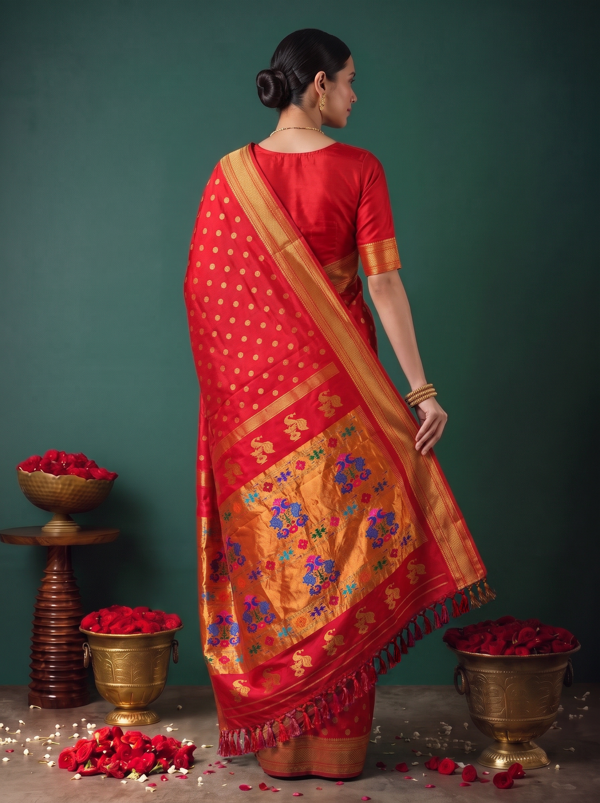 Paithani - Red and Gold