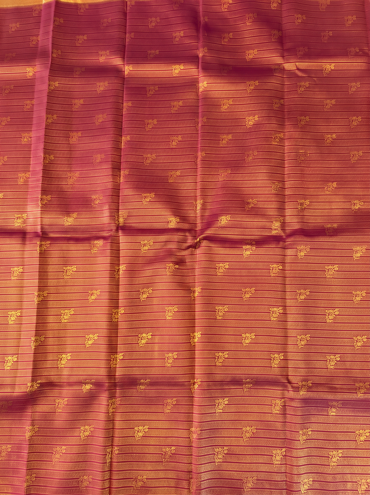 Pure Handloom Korvai Kanjivaram, Wedding Procession Border, Brocade Pallu and Body  - Maroon with Gold