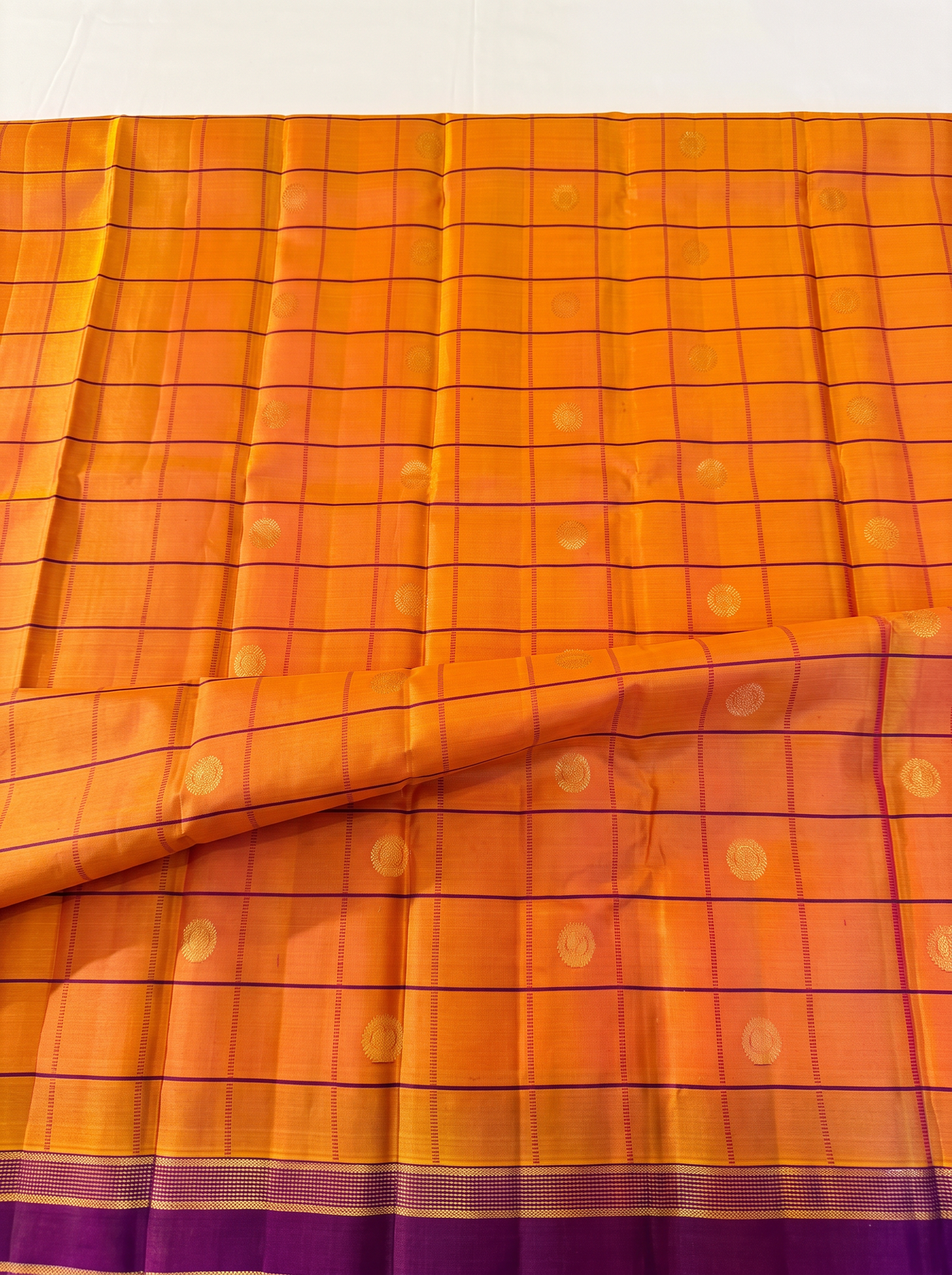A Regal Celebration of Coins & Peacocks Motif – Pure Handloom Korvai Kanjivaram Silk