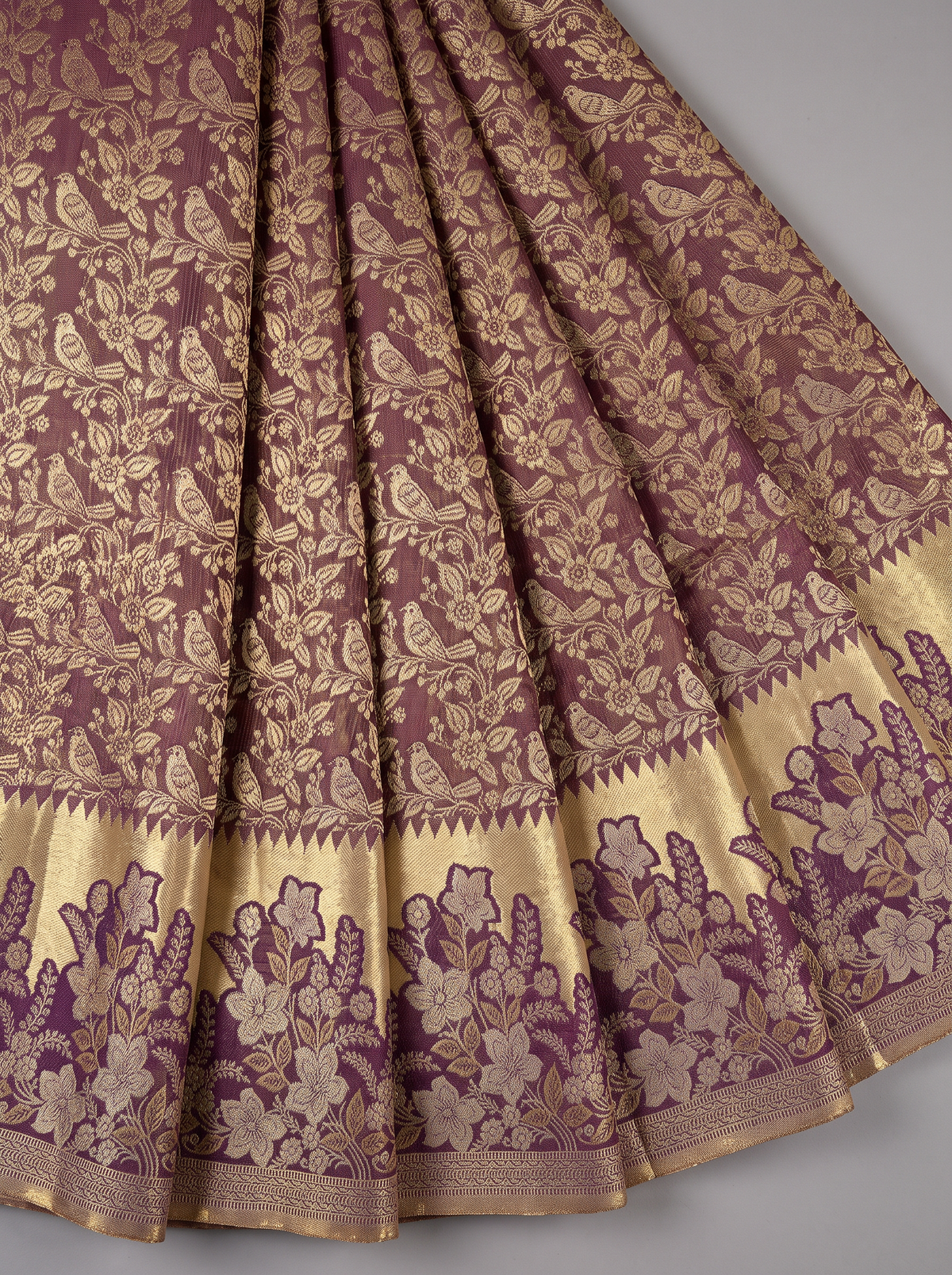 Pure Handloom Tissue Kanjivaram Silk Saree, Brocade, Straight from Kanchipuram - Brown & Gold