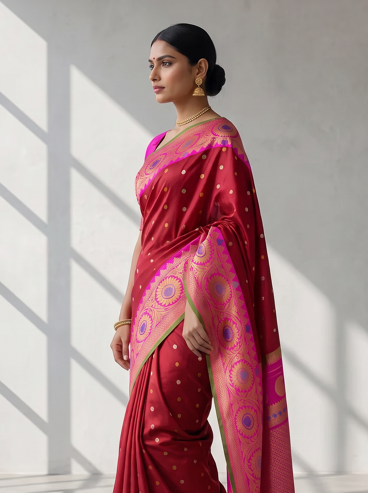 A Regal Maroon &amp; Pink Weave from Gadwal, Telangana