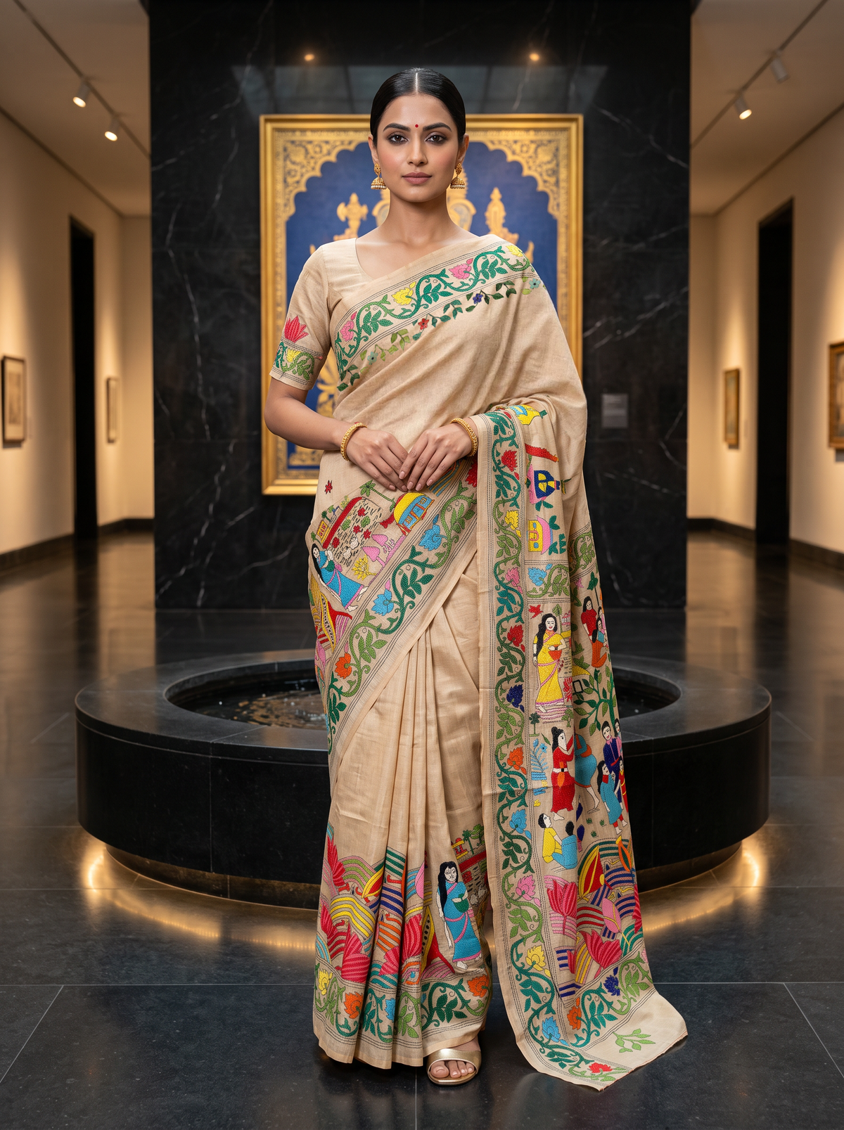 In Bengal, silk remembers the forest and thread remembers the hands. Here, pure Gachi Tussar meets Kantha embroidery, and every saree becomes a story you can wear.