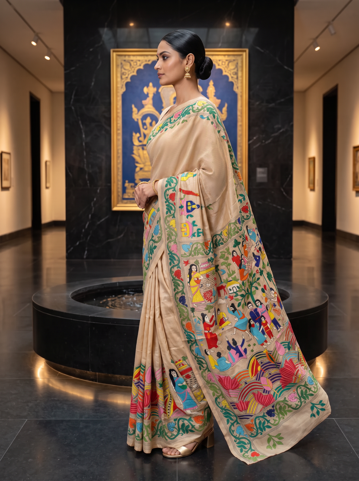 In Bengal, silk remembers the forest and thread remembers the hands. Here, pure Gachi Tussar meets Kantha embroidery, and every saree becomes a story you can wear.