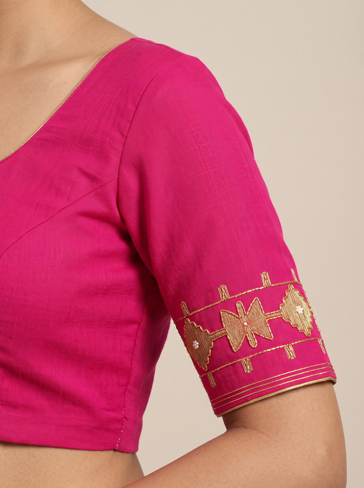 'Rohini' Pink with Gold Pure Dhakai Jamdani Handloom Saree