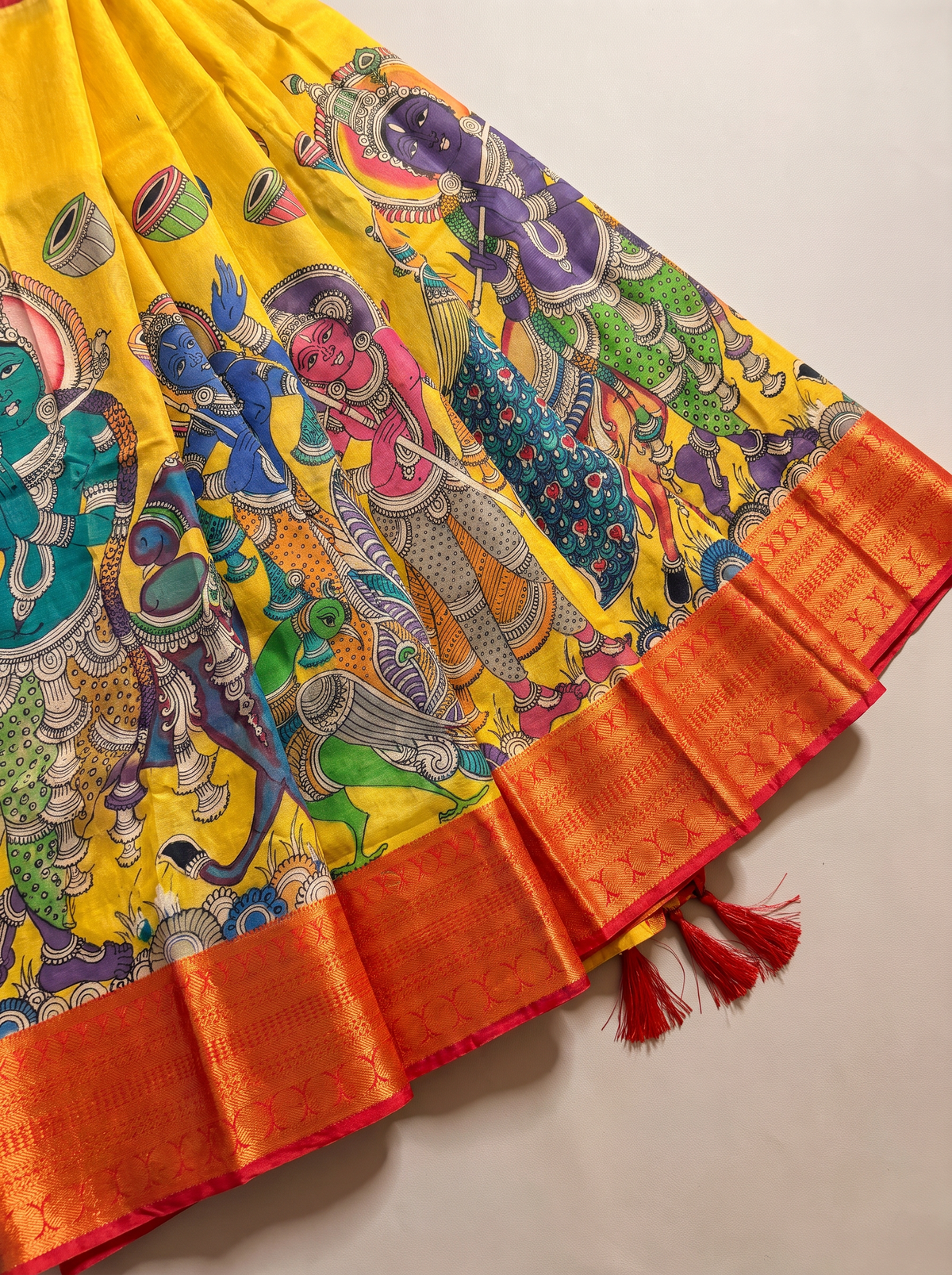 Kalahasti Kalamkari - Yellow with Red