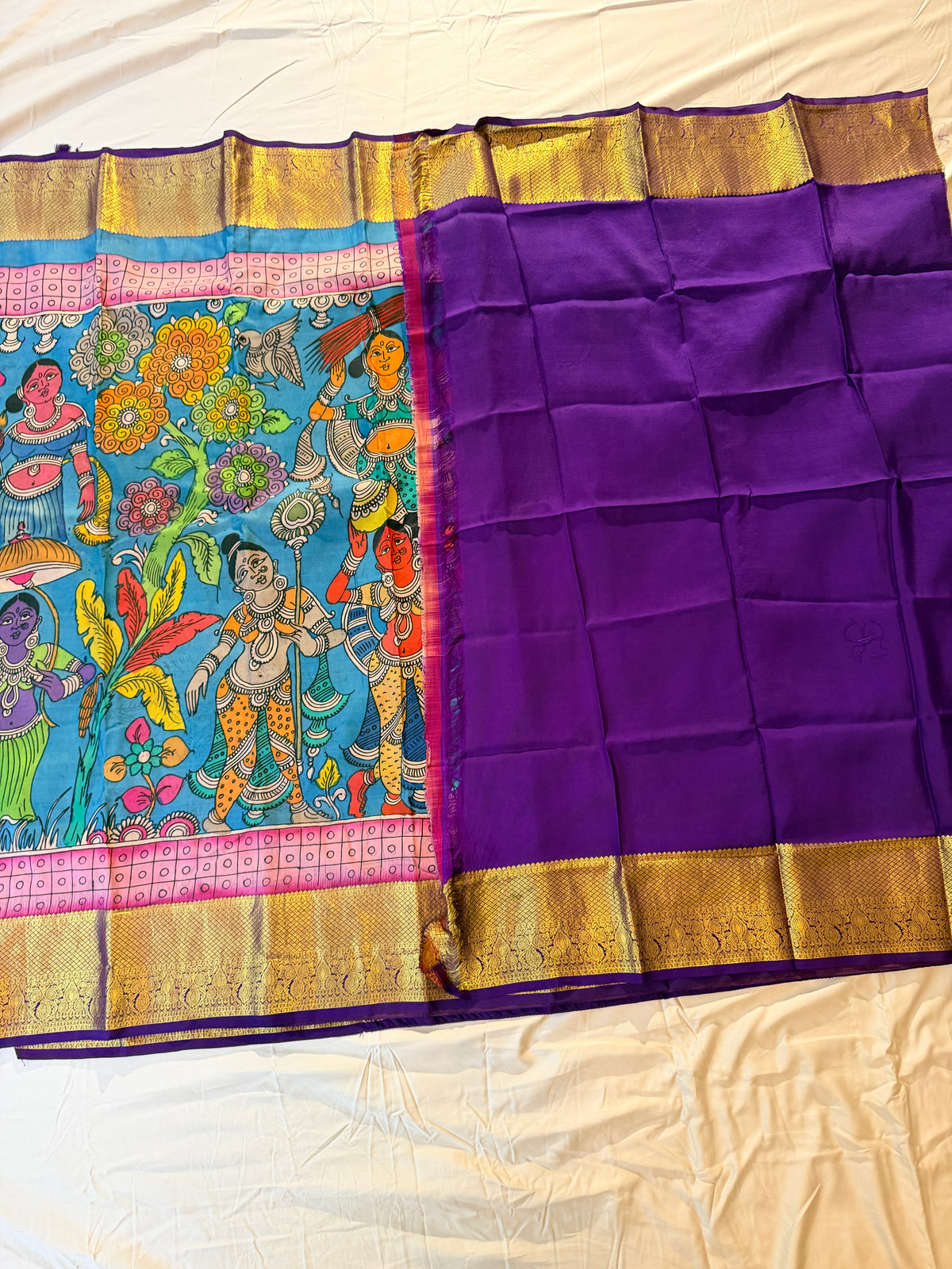 Kalahasti Kalamkari - Blue with Gold