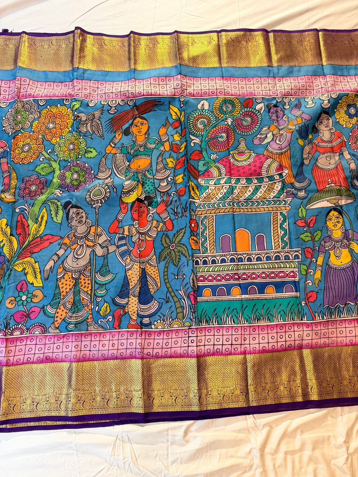 Kalahasti Kalamkari - Blue with Gold