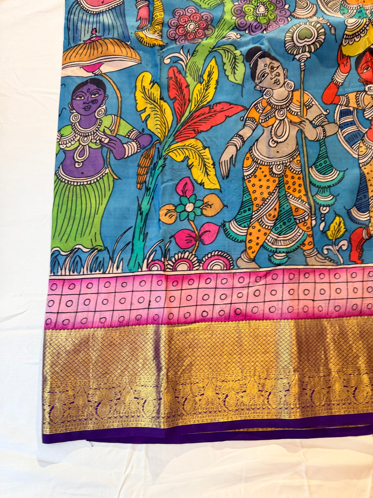 Kalahasti Kalamkari - Blue with Gold