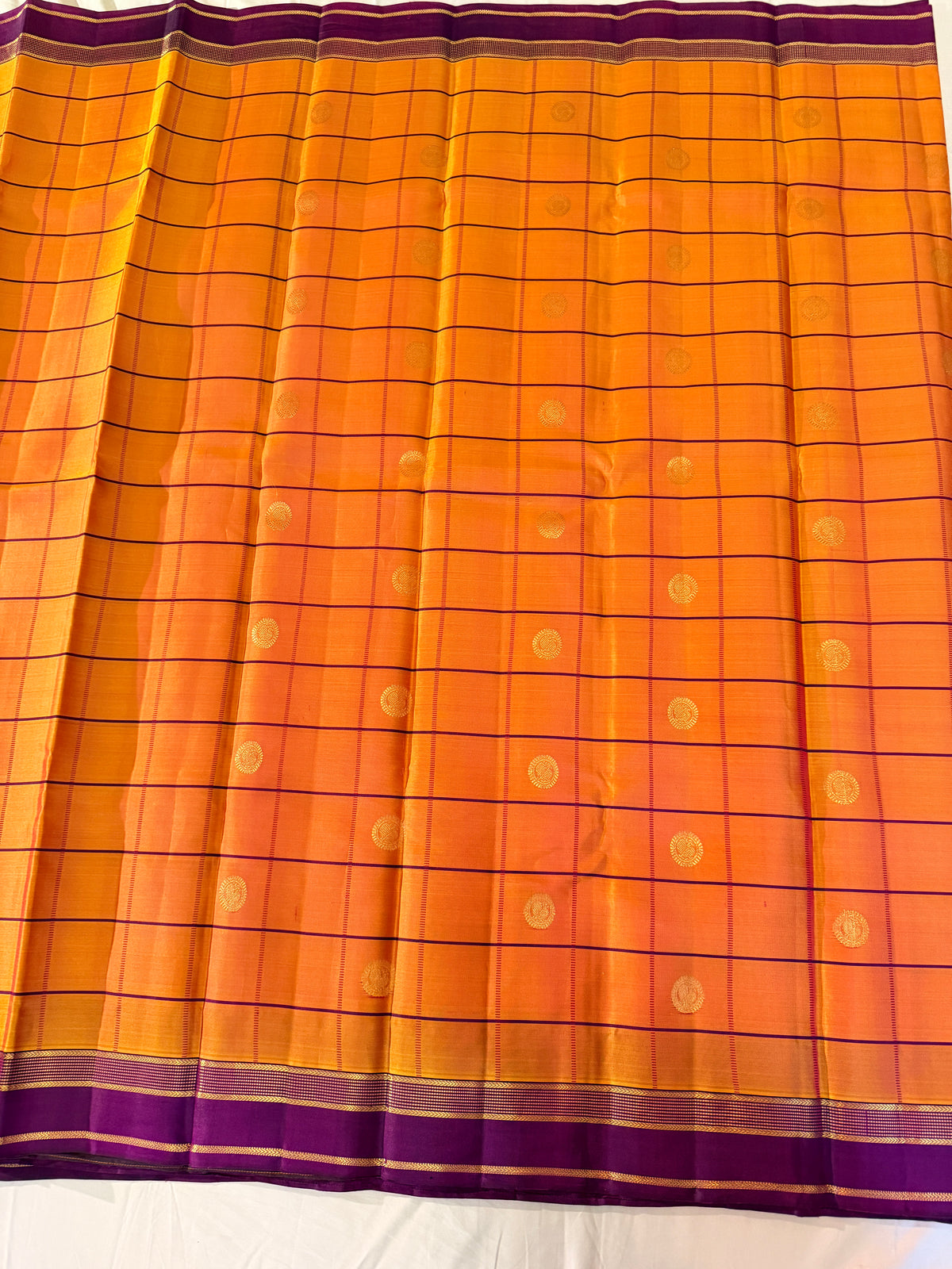 A Regal Celebration of Coins & Peacocks Motif – Pure Handloom Korvai Kanjivaram Silk
