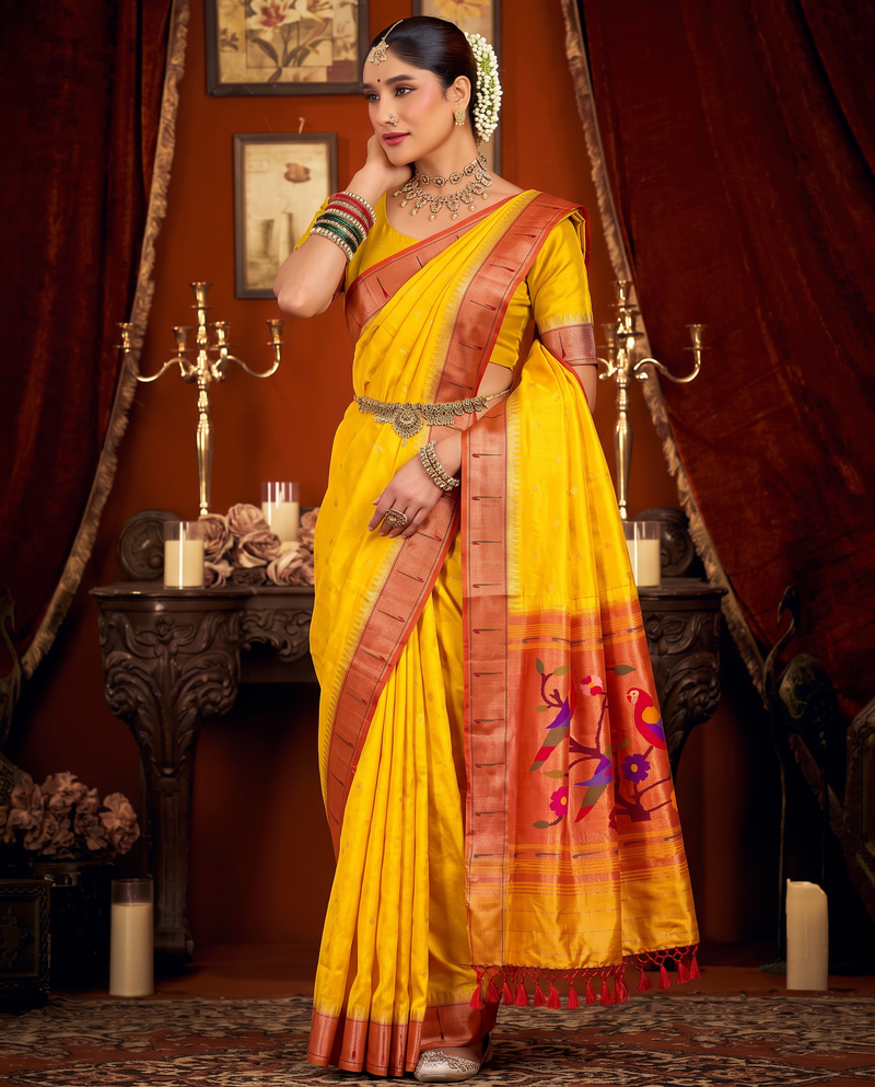 Paithani - Yellow And Red
