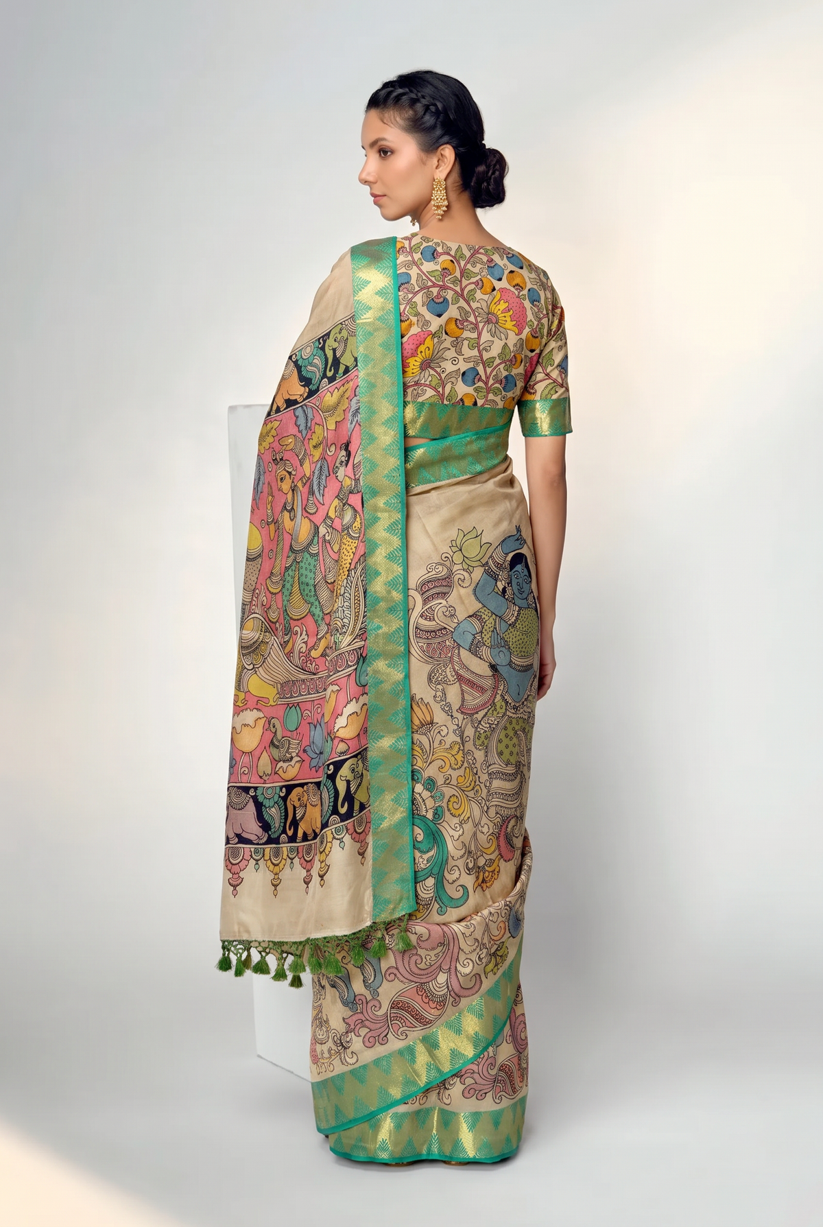 Kalahasti Kalamkari - Grey with Green