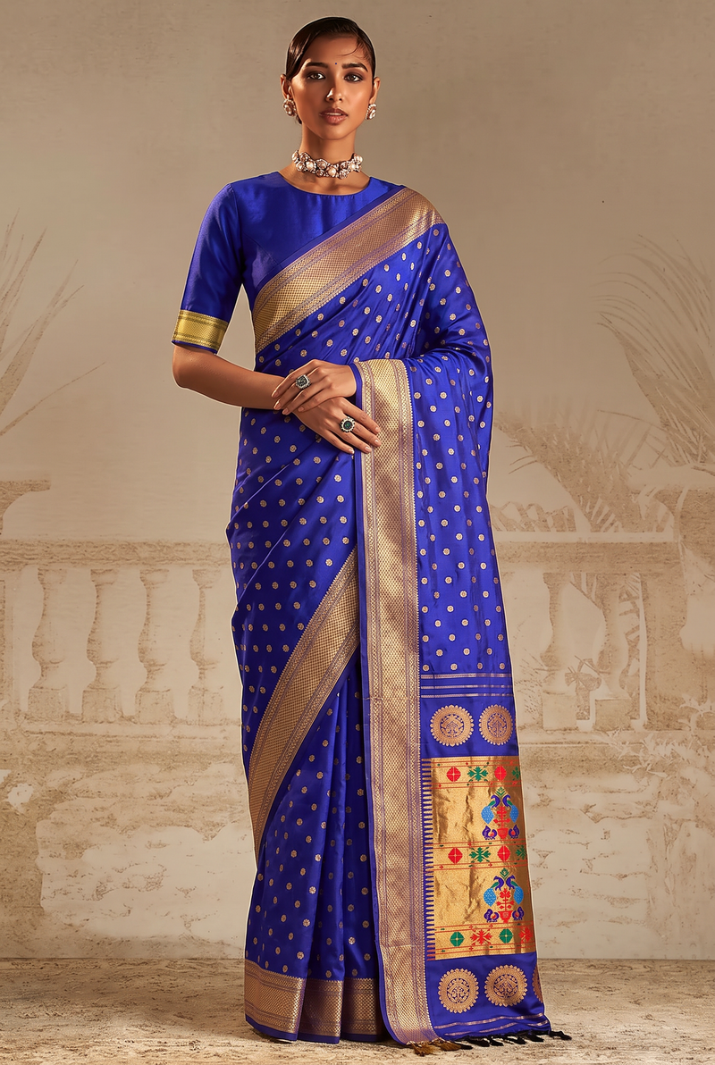 Paithani - Blue and Gold