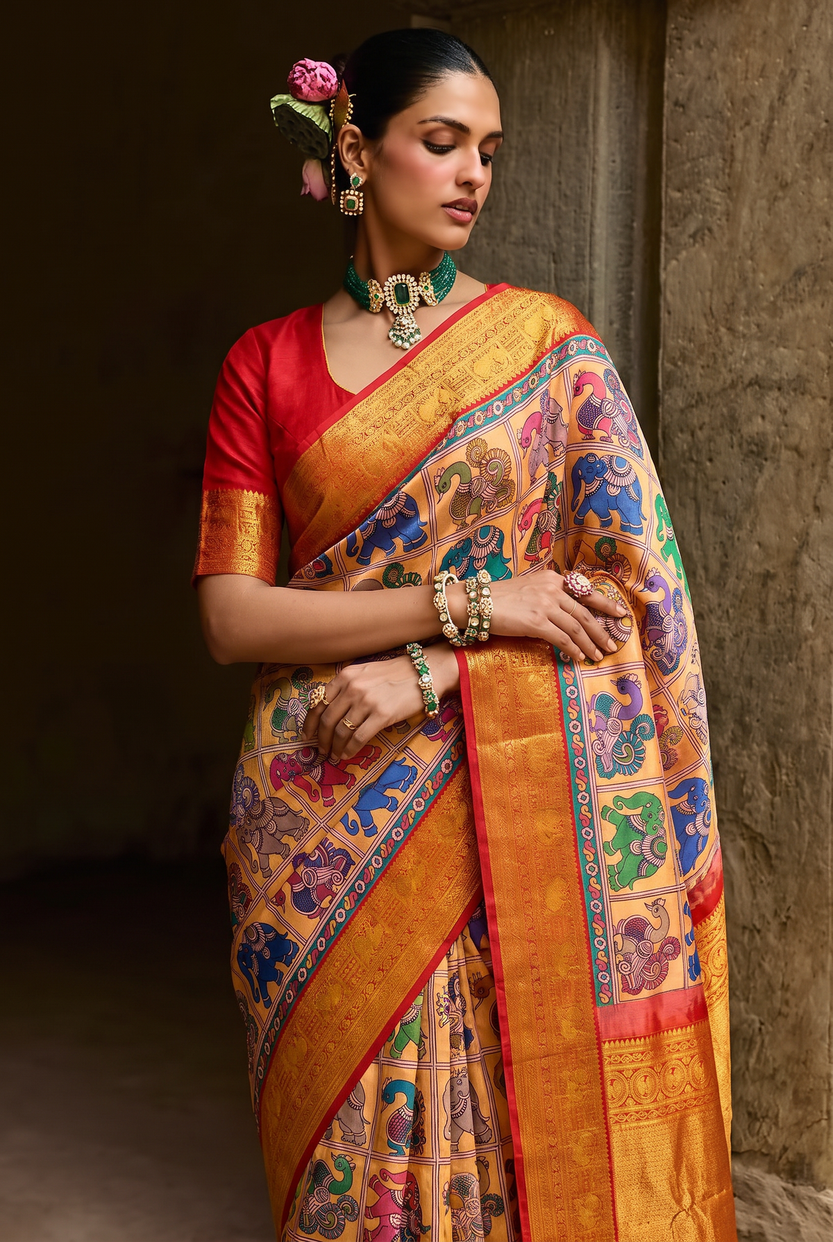 Kalahasti Kalamkari - Mustard Yellow