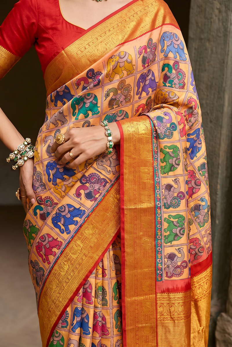 Kalahasti Kalamkari - Mustard Yellow